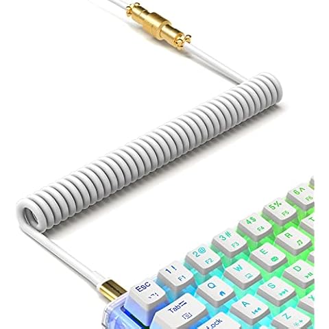 Cable de teclado en espiral XINMENG C02 USB-C a USB-A con conector de aviación dorado desmontable Cover