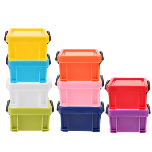 HEANUJJ Caja de Almacenamiento Portátil Mini con Tapa, 9 Piezas de Plástico Colorido, Organizador Pequeño para Joyas, Cuentas y Artículos Hogar, Caja Transparente para Color