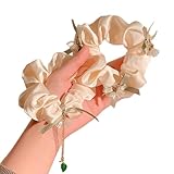 Tsekiad 3 Pack Lily of the valley design Flower Floral Hair Ties Bands Elastic Ponytail Holder Hair Tie Scrunchies for women No Damage For Woman Girls Kids Gifts