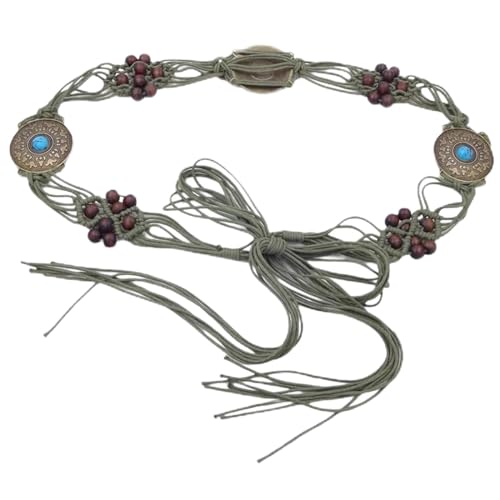 Kangnice BohemianStyle Beads Belt For Female Casual Adjust Knotted Crochet Belt For Long Dress Girl Waist Decors