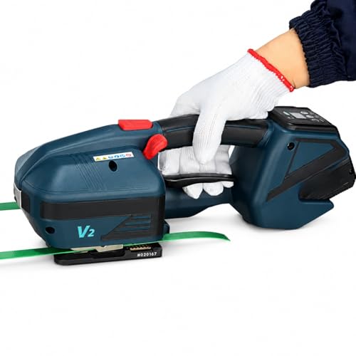 Flejadora eléctrica portátil con pantalla LCD para correas de polipropileno PET, herramienta de banda de batería de 4000 mAh