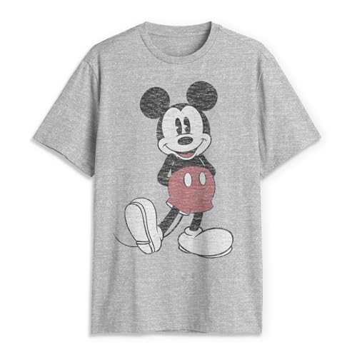Disney Mickey Mouse T-Shirt Homme au Look Usé Rétro Souvenir d'Enfance
