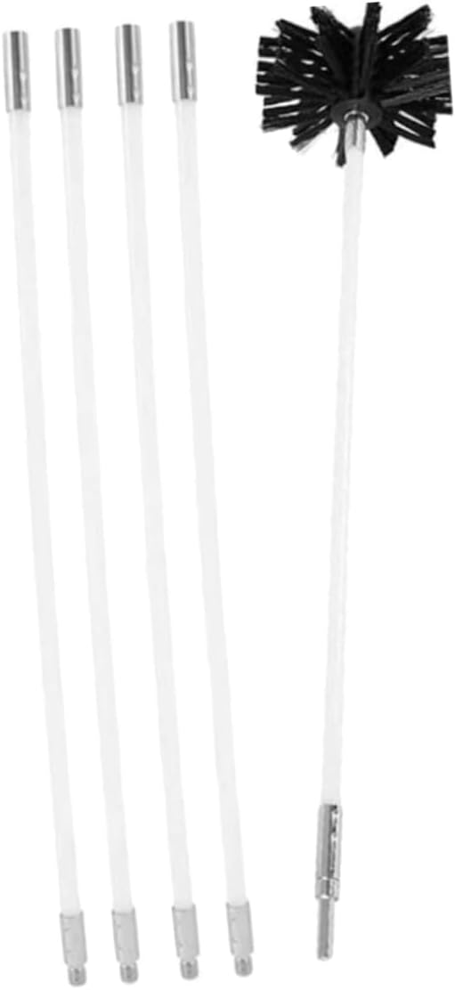 Chimney Cleaning Brush Kit with Flexible Nylon Rods 610mm, Dryer Vent Lint Sweeping Tool Set for Fireplace, Stove, and Vent Duct Maintenance