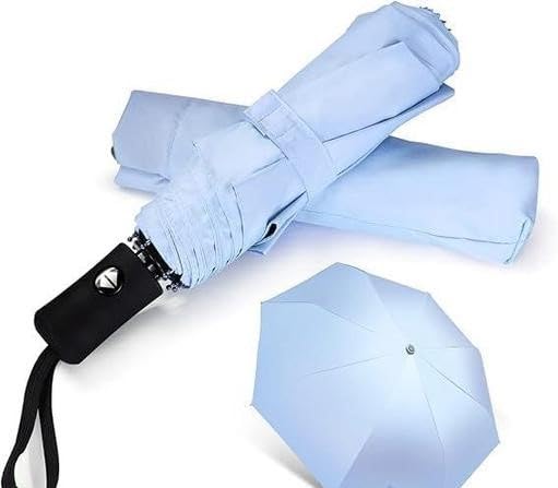 Image of 3 fold umbrella men and women || stylish umbrella || sky blue color