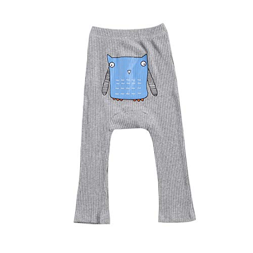 Yingyingni Unisex Newborn Baby Solid Cotton Cartoon Ribbed Pants Leggings (Grey,2-3 T)