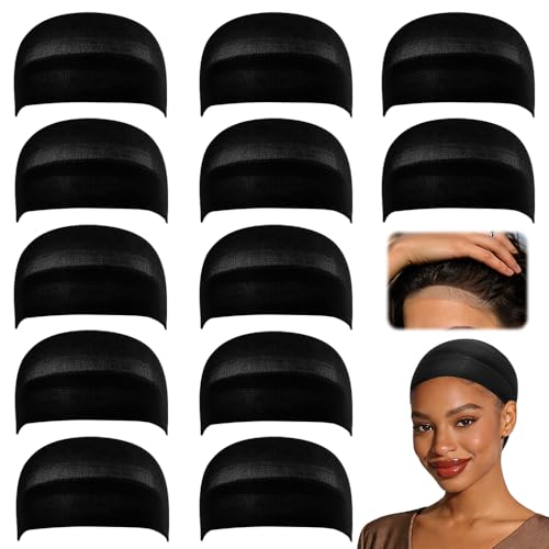 Dreamlover Haarnetz für Perücken Perückennetz Wig Cap for Lace Wigs Hair Net Schwarz 12 Stücke