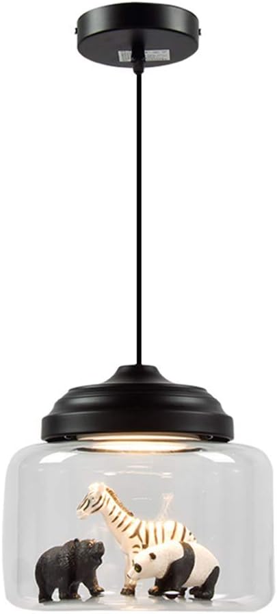 BYDXZ / LED Pendant Light for Children's Room, 9W Ceiling Light Creative Animal Glass Lampshade Hanging lamp Decoration Bedroom Girls Room Hallway-Black Cold White