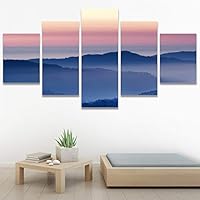 SIGNWIN 5 Panel Canvas Wall Art Modern Art Coastal Colorful Multicolor Photography Romantics Sunset for Home Decorations Ready to Hang - 60