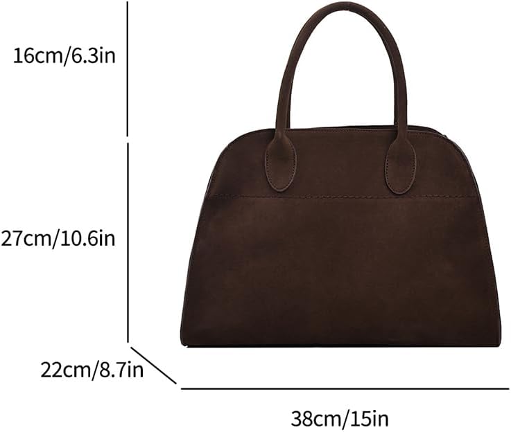 Covelin Women's Retro Suede Leather Tote Bag Ladies' Fashion Shoulder Handbag Top Handle Purse - Image 4