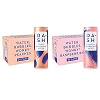 Dash Water - Pack of 48-24 x Raspberry, 24 x Peach - Flavoured Sparkling Spring Water - NO Sugar, NO Sweetener, NO Calories - Infused with Aussie Wonky Fruit (48 x 300ml cans)