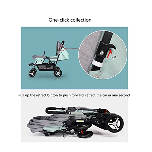 jiji Kinderwagen Twin kinderwagen, één sleutel terugtrekken, kan zitten en vouwen van de tweede kinderwagens Hoge en… - Afbeelding 8