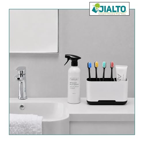 Image of JIALTO Toothbrush Holder for Bathroom ABS Plastic Easy Wall Mounted No Drilling Storage Self Adhesive Magic Sticker Holders Organizer Suitable for Family and Dorm - Toothbrush Holder Big - Black