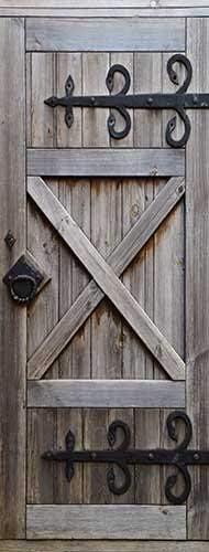 ONE Piece Sticker for Door/Wall/Fridge - Country Barn Door. Peel & Stick Removable Mural, Decole, Skin, Wrap, Decal, Cover, Poster. All Door Sizes! (Left knob, 22 1/2"x91 1/2")