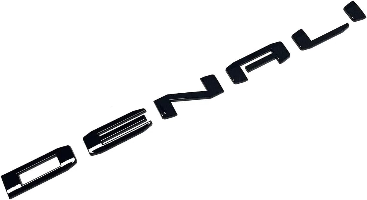3 Pcs Denali Emblem Badge for 2019-2026 Sierra and Yukon Letters Emblems Gloss Black - Door Tailgate 1500 HD, 2500 HD, 3500 HD AT4 Nameplate Badge Replacement for Sierra Denali