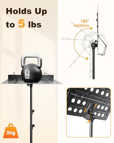 Image of New bee Music Stand, Tri-fold Panel Foldable Sheet Music Stand