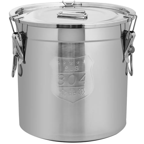 Alinwirsy 21L/5.5 Gal 304 Stainless Steel Containers with Lids 710 Oz Stainless Steel Airtight Containers with Lids and Lock Hole 304 Airtight Container for Kitchen 304 Stainless Bucket containers