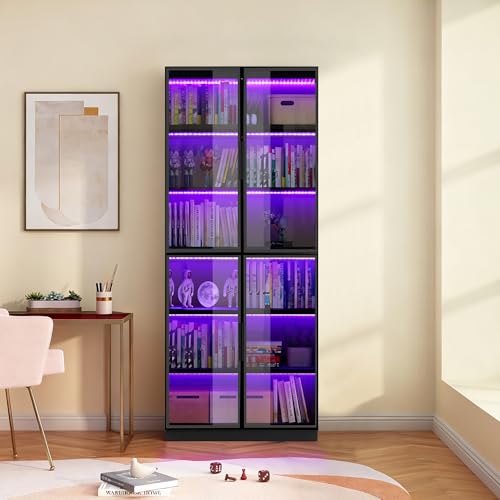50% Off Black Display Cabinet with Multi-Color LED Lighting - Image 2