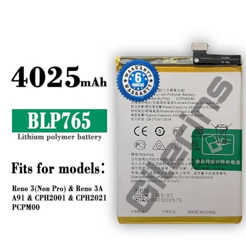 Image of Original BLP765 Battery for Oppo Reno 3 / A91 / F15 /3A / CPH2001 /CPH2021 / PCPM00 Battery with 6 Month Warranty** (FF102)