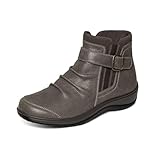Orthofeet Women's Orthopedic Taupe Leather Heidi Boot, Size 10 Wide