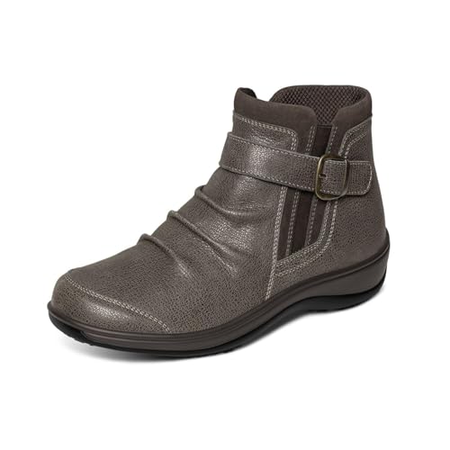 Orthofeet Women's Orthopedic Taupe Leather Heidi Boot, Size