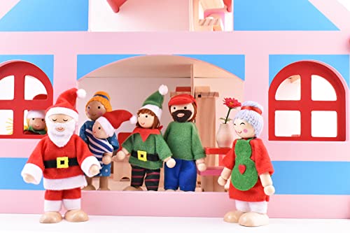 Juego de Muñecos Familia de Madera para Casa de Muñecas miniatura 7