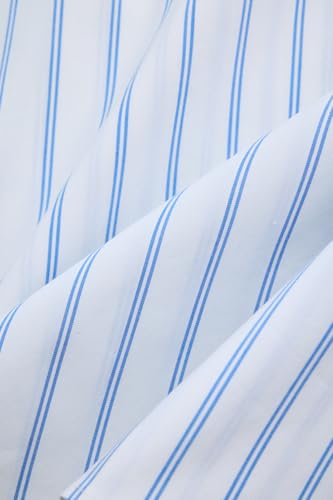 Image of SNITCH Men Semi-Formal Shirt | Modern Slim Fit Full Sleeve Point Collar Vertical Stripe Pattern | Cotton Blend Stretch Fabric for Office & Business Casual Wear