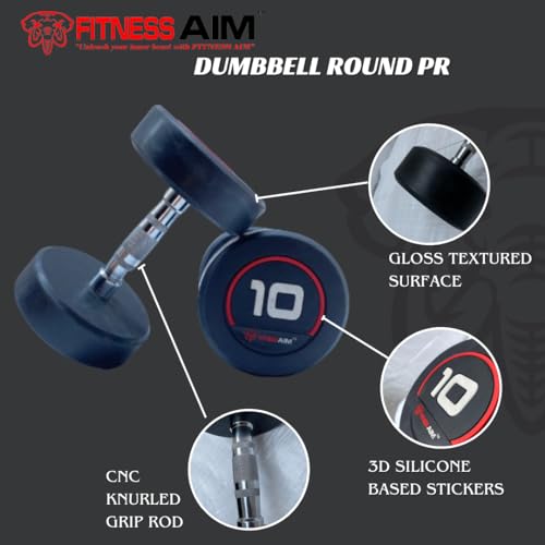 Image of Bouncer Round Dumbbells Set for Home Gym | 2.5kg Dumbbells Set of 2 | Fitness Gym Dumbbell set for Home Workout | Anti Skid rubber Dumbbell set | Weights for Workout (Black)