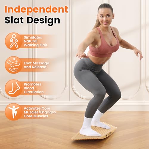 Image of 360 Wobble Balance Board for Standing Desk，Anti-Fatigue Rocker Board to Improve Focus, Burn Calories & Simulate Surfing & Skateboarding at Home or Office，Also Foot Strengthener & Stretcher for Plantar Fasciitis Relief.