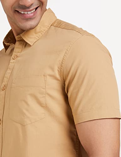 Image of Amazon Brand - Symbol Men's Cotton Shirt | Casual | Plain | Half Sleeve | Summer - Regular Fit (Available in Plus Sizes)