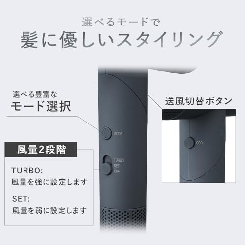 アイリスオーヤマ(IRIS OHYAMA) MiCOLA イオンドライヤー IDR-AZ401-N ネイビー【Amazon.co.jp限定】 の商品画像 6