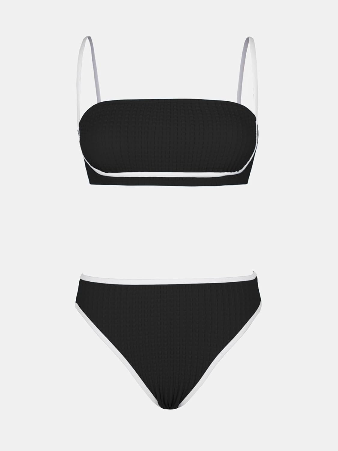 CUPSHE Women's Bikini Sets Two Piece Swimsuit High Waisted Square Neck Back Hook Color Block Cheeky Bottom - Image 6