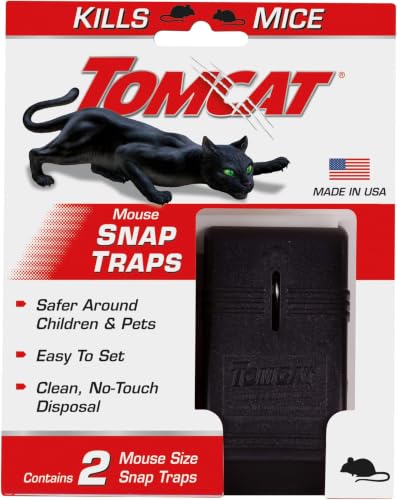 Image of Tomcat Mouse Snap Trap - Reusable Mouse Trap with No-Touch Disposal, Easy Set for Indoor and Outdoor Use 2 Count (Pack of 12)