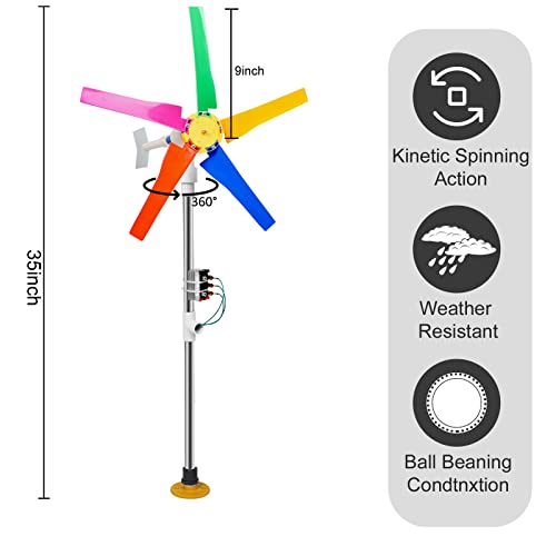 Image of DIY Small Wind Turbine Generator Kit and Light Strip for Backyard Decoration Free Energy Generator Garden Decor 18 Inches Diameter