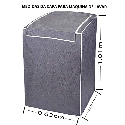 Capa Para Máquina De Lavar Roupas Adomes M3002 Tampa Com Zíper 10 A 11,5 Kg > CINZA > UNICA