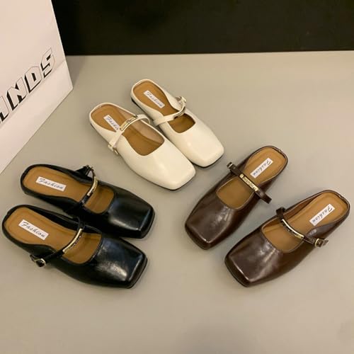 PU Leather Mules for Women Casual Cute Mary Jane Flat Shoes Ballet Flats Shoes Outdoor Comfort Dressy Shoe 20254