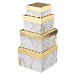Briful Gift Box with Lid Square Paper Jewelry Gift Boxes Small Storage Box, Set of 4 Assorted Sizes, Suitable for Gifts, Bridesmaids, Crafting, Toys, Gift Packaging Box - Marbling