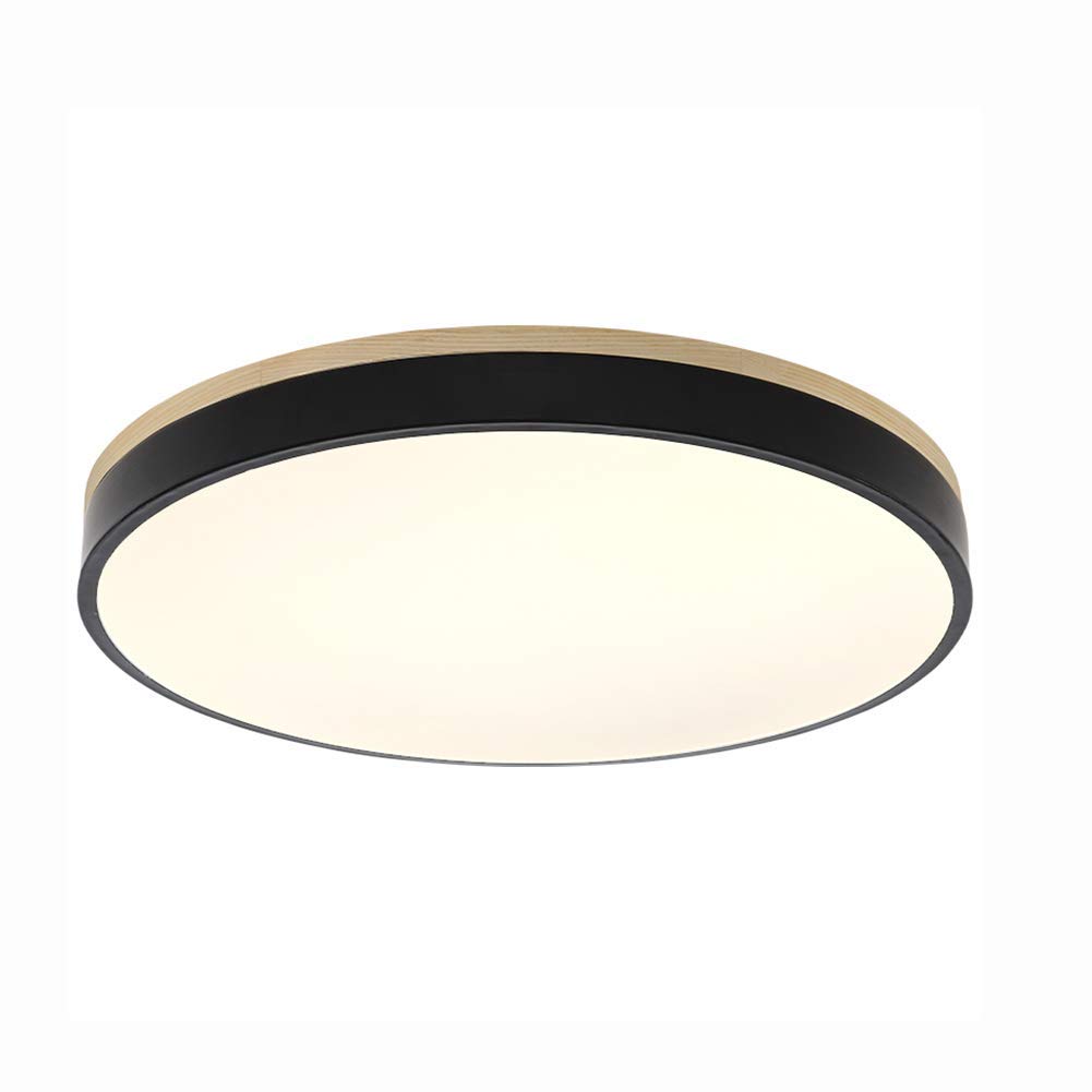NZDY Black Round Led Ceiling Light Ultra-Thin,50Cm 36W Flush Mount Close to Ceiling 2700-3000Lm,Nordic Modern Ceiling Lamp,Wood Light Fixtures for Bedroom Hallway,Warm White,50Cm