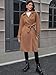 Haianguoji Women's Winter Faux Suede Long Trench Coat Casual Double-Breasted Notch Lapel Overcoat Outerwear(Coffee, S)