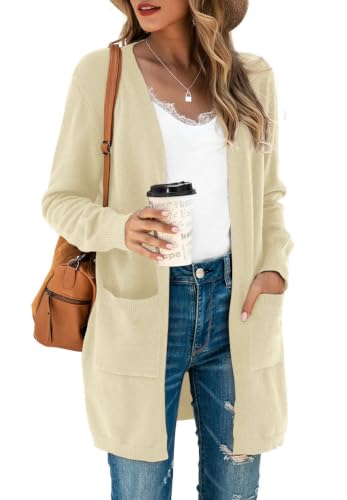 Image of TASAMO Cardigan Sweaters for Women Long Sleeve Open Front Casual Knit Fall Coat Oversized Soft Outwear with Pockets