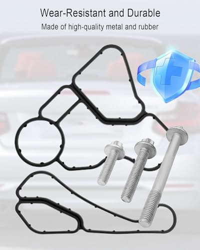 Image of Oil Filter Housing Gasket & Engine Oil Filter Housing Bolt & Oil Cooler Seal Gasket Fit for BMW X1 X3 X4 X5 X6 Z4 128i 135i 323i 325xi 328i 328xi 335I 335IS 2006-2021 Replace 11428637821 11428637820
