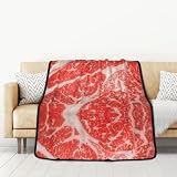 Beef Steaks Flannel Blanket Double-Sided Throw Blanket for Couch Sofa Bed Office Soft Blankets Plush Blanket for Adults Kids Pet in All Seasons Bedding Blanket 50' X 60'