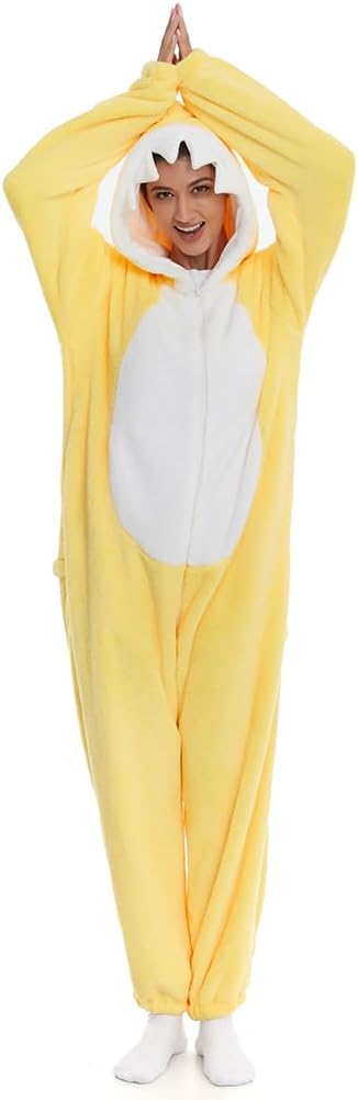 HSCTEK Adult Luxury Double-sided Flannel Shark Onesies with Hoodie(One set for single one) - Image 3