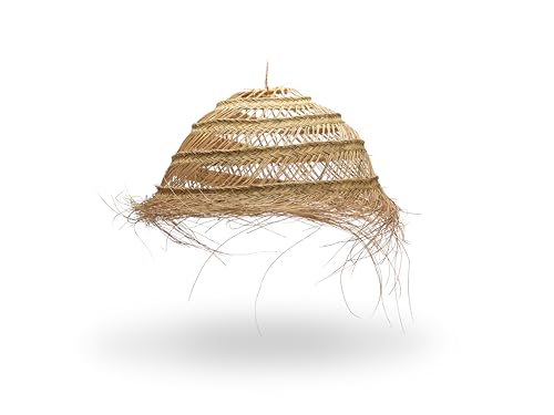 Pantalla de Lámpara Colgante Marroquí, Ratán Natural Trenzado, 45x25cm, Diseño Artesanal
