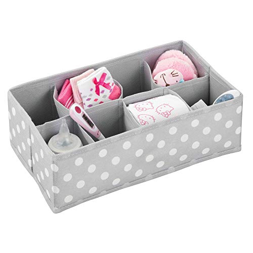 Preisvergleich Produktbild mDesign Aufbewahrungsbox für das Kinderzimmer, Bad usw. Kinderzimmer Aufbewahrungsbox mit acht Fächern Kinderschrank Organizer aus Kunstfaser hellgrau / weiß