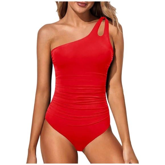 Trajes de Baño De Una Pieza para Mujer Alta Cuello en V Controls de Barriga Fruncido Bañador Reductores Barriga Cintura Vintages Push Up Sexy Slim Fit Cintura Alta Bikinis