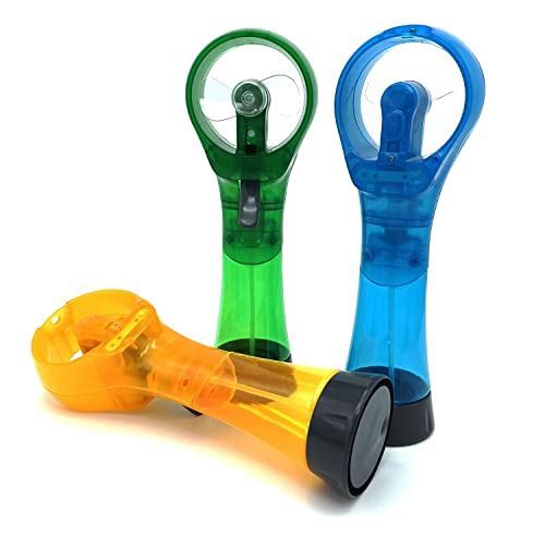 Image of BJPEY Water Misting Fans Portable Personal Handheld Spray Fan Cooling Outdoor Cooler, Pack of 3 (Blue /Green /Yellow)