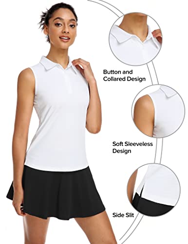 COOrun Women's Golf Polo Shirt Sleeveless Tennis Tops 50+ UV Protection Shirts Quick Dry Collared Activewear4