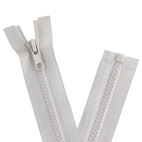 YAKA 4PCS #5 29 inch Separating Jacket Zippers for Sewing Coats Jacket Zipper Black Molded Plastic Zippers Bulk DIY Tools for Garment/Bags/Home Textile Bags Pillow Tent Tailor (Smoke Grey, 29 inch)