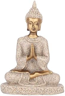 Ymiko Meditation Sitting Buddha Statue Carved Statue Crafts Home Decorations, Can Be Placed On Desk, Garden, Bedside, Relax and Pleasant (A Gold)