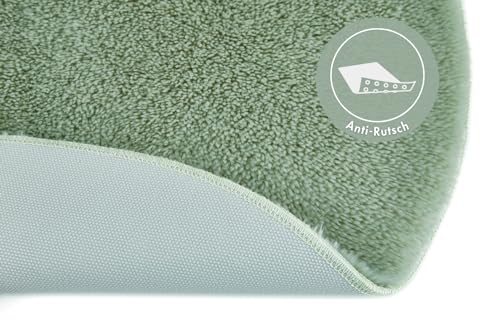 andiamo Badematte rutschfest Florida - Badezimmerteppich weich und flauschig - Badteppich rutschfest waschbar Duschvorleger Badvorleger für Badezimmer 60 cm rund Salbei